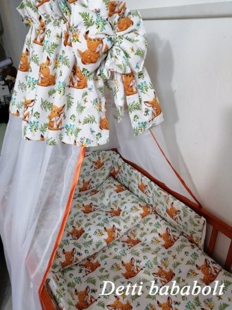 Bambi (fehér alapon) - Gyermek ágyneműgarnitúra 6 részes (párna töltet, párnahuzat, paplan töltet, paplanhuzat, rácsvédő és baldachin)