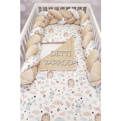   Süni, nyuszi - Minky babaágyneműk 3 részes (Paplan, párna és fonott rácsvédővel) 