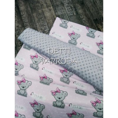   Girl macik - Minky babaágyneműk 2 részes (Paplan és párna)