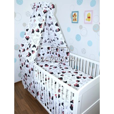   Egérfejek piros masnival - Babaágynemű garnitúrák 4 részes