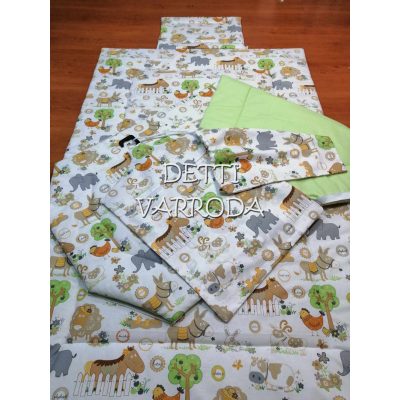   Állatfarm - Ovis ágyneműgarnitúra hozzá illő derékaljjal és vállfás oviszsákkal és tornazsákkal