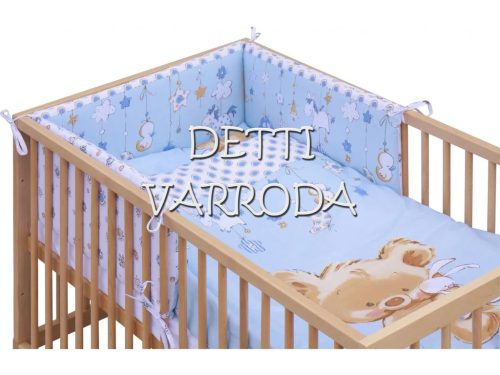 Mika maci / kék - Gyermekágynemű garnitúra 5 részes (párna töltet, párnahuzat, paplan töltet, paplanhuzat, rácsvédő)
