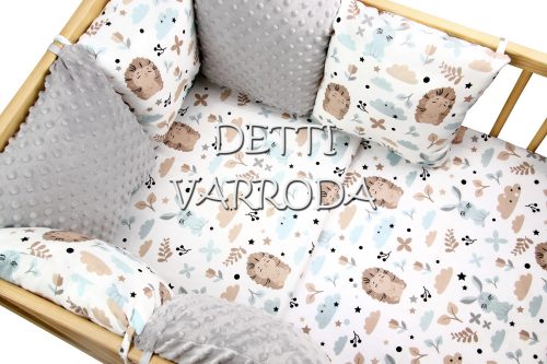 Süni és nyuszi - Minky babaágyneműk 8 részes (Paplan, párna és párnás rácsvédővel)