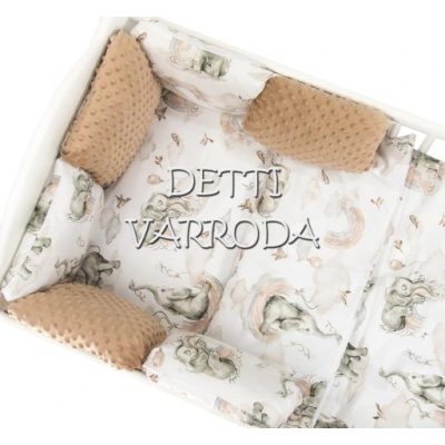   Elefántos - Minky babaágyneműk 8 részes (Paplan, párna és párnás rácsvédővel)