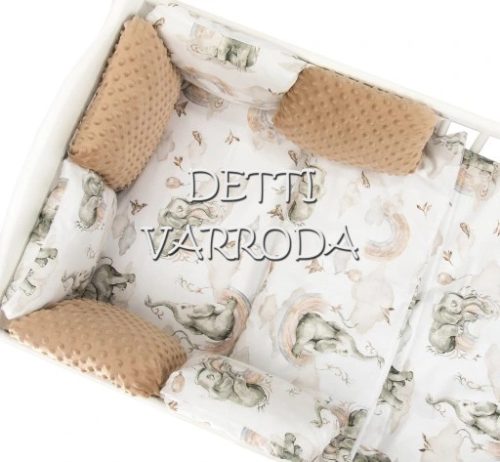 Elefántos - Minky babaágyneműk 8 részes (Paplan, párna és párnás rácsvédővel)