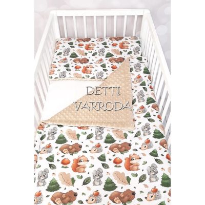   Erdei állatkák - Minky babaágyneműk 2 részes (Paplan és párna)