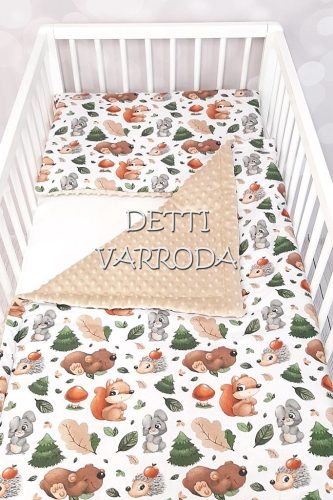 Erdei állatkák - Minky babaágyneműk 2 részes (Paplan és párna)