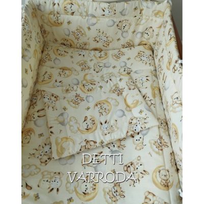   Alvós erdei állatkák / Krém - Babaágynemű garnitúrák 3 részes (Párna, paplan, fejvédő)