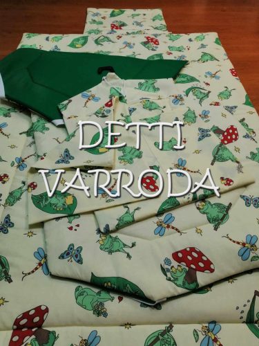 Ovis ágyneműgarnitúra hozzá illő derékaljjal és vállfás oviszsákkal és tornazsákkal - Béka farm 