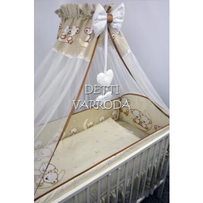   Holdon ülő macik /drapp - Babaágynemű garnitúra 4 részes