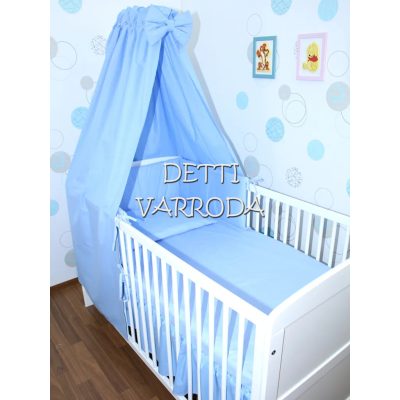   Egyszínű kék - Babaágynemű garnitúra 4 részes (párna, paplan, fejvédő, baldachin)