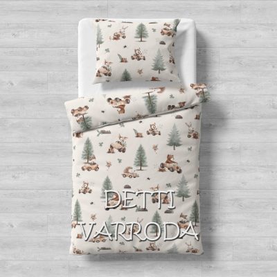   Erdei verseny - Gyermekágynemű garnitúra 4 részes (párna töltet, párnahuzat, paplan töltet, paplanhuzat)