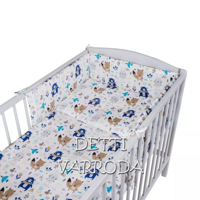   Sálas macik / Kék  -  Babaágynemű garnitúrák 3 részes (Párna, paplan, fejvédő)