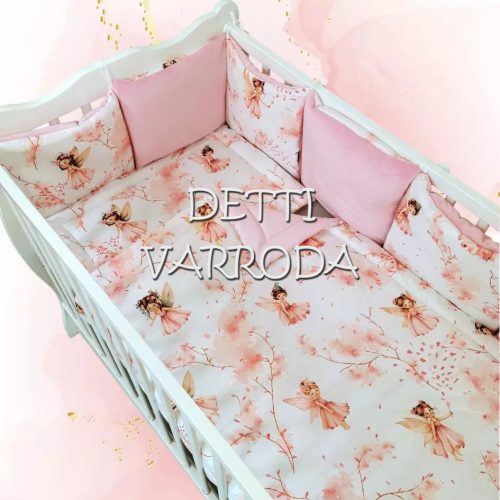 Tündérkés - Babaágynemű 8 részes garnitúra (Paplan, párna és párnás rácsvédő)