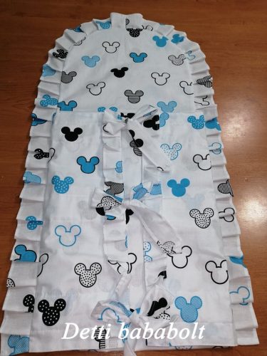 Egér fejes kék (fehér alapon) - Pólyahuzat