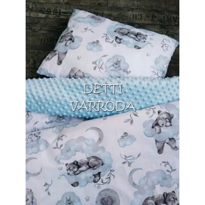   Alvó állatkák felhőn - Minky babaágyneműk 2 részes (Paplan és párna)