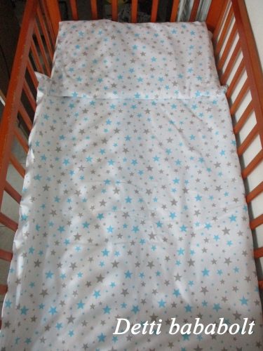 Kék - szürke csillagos - Babaágynemű garnitúra 2 részes