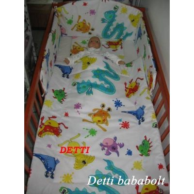   Monszter - Szörnyecskés -  Babaágynemű garnitúrák 3 részes (Párna, paplan, fejvédő)