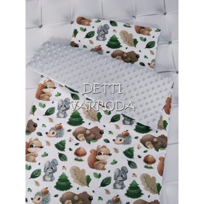   Erdei állatkák - Minky babaágyneműk 2 részes (Paplan és párna)