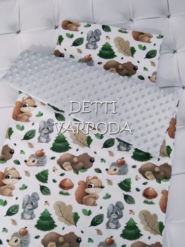 Erdei állatkák - Minky babaágyneműk 2 részes (Paplan és párna)