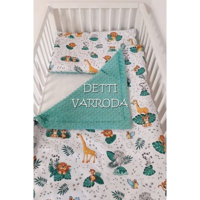   Lábnyomok a dzsungelben - Minky babaágyneműk 2 részes (Paplan és párna)