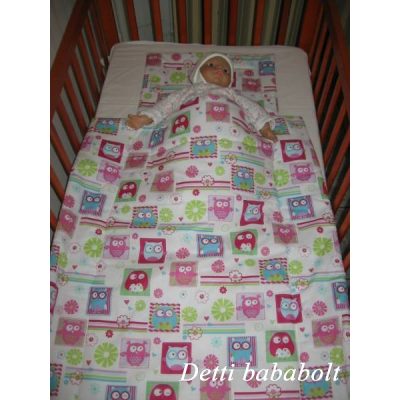 Bagoly kockában - Babaágynemű garnitúra 2 részes