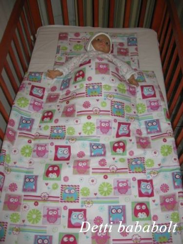 Bagoly kockában - Babaágynemű garnitúra 2 részes