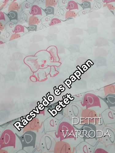 Elefánt rózsaszín - Hímzett gyermekágynemű garnitúra 5 részes 