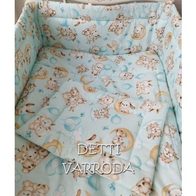   Alvós erdei állatkák / Kék - Babaágynemű garnitúrák 3 részes (Párna, paplan, fejvédő)