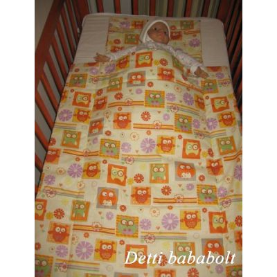 Bagoly kockában - Babaágynemű garnitúra 2 részes