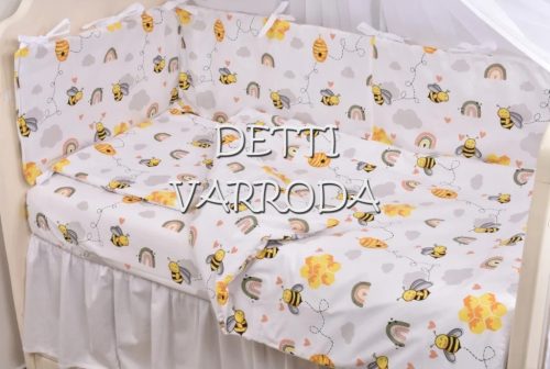 Méhecskék -  Babaágynemű garnitúrák 3 részes (Párna, paplan, fejvédő)