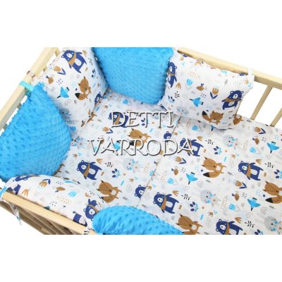   Sálas maci - Minky babaágyneműk 8 részes (Paplan, párna és párnás rácsvédővel)