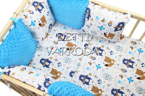 Sálas maci - Minky babaágyneműk 8 részes (Paplan, párna és párnás rácsvédővel)