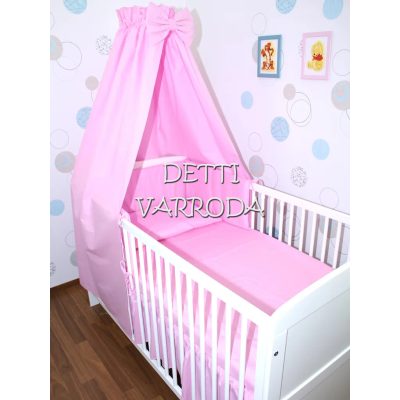   Egyszínű rózsaszín - Babaágynemű garnitúra 4 részes (párna, paplan, fejvédő, baldachin)