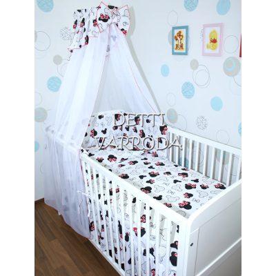   Egérfejek piros masnival - Babaágynemű garnitúrák 4 részes