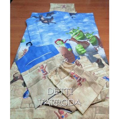   Shrek - Ovis ágynemű garnitúra hozzá illő derékaljjal és vállfás oviszsákkal és tornazsákkal