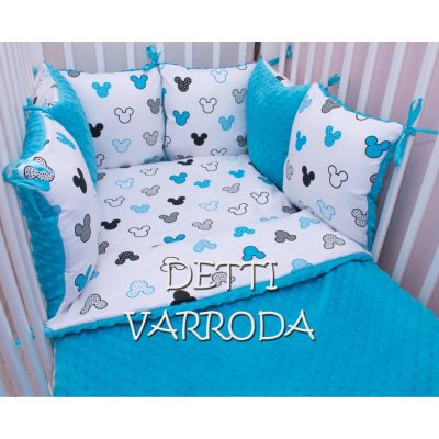   Egérfejek - Minky babaágyneműk 8 részes (Paplan, párna és párnás rácsvédővel)