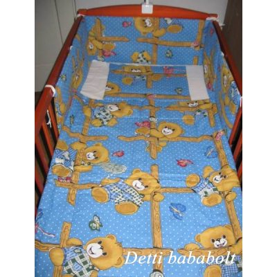   Rácsos maci -  Babaágynemű garnitúrák 3 részes (Párna, paplan, fejvédő)