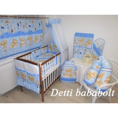 Teddy maci - Kék - Gyermekágynemű garnitúrák 6 részes