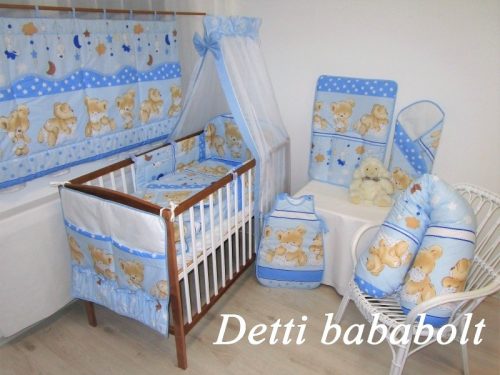 Teddy maci - Kék - Gyermekágynemű garnitúrák 6 részes