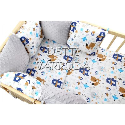   Sálas maci - Minky babaágyneműk 8 részes (Paplan, párna és párnás rácsvédővel)
