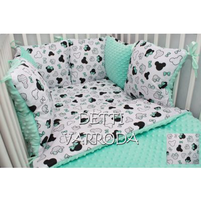   Egérfejek - Minky babaágyneműk 8 részes (Paplan, párna és párnás rácsvédővel)