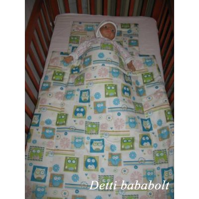 Bagoly kockában - Babaágynemű garnitúra 2 részes