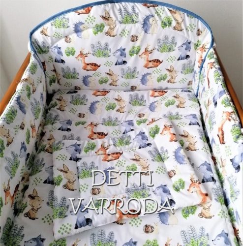 Farkas, sündisznó, őzike és csiga - Gyermekágynemű garnitúra 3 részes