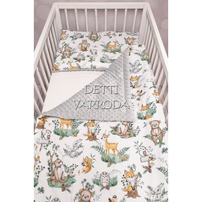   Erdei állatkák - Minky babaágyneműk 2 részes (Paplan és párna)