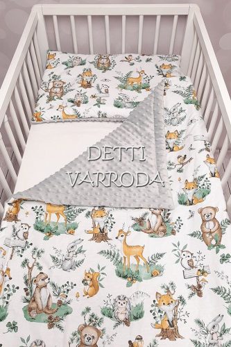 Erdei állatkák - Minky babaágyneműk 2 részes (Paplan és párna)